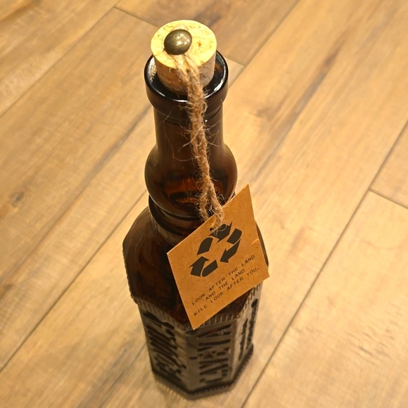 Decorative Recycled Brown Glass Bottle with Cork - Picture 4 of 6